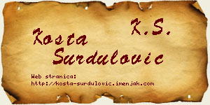 Kosta Surdulović vizit kartica